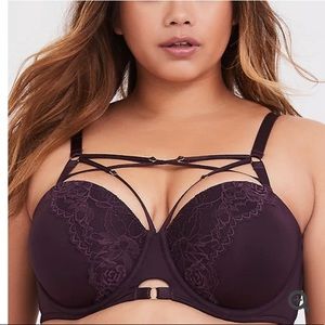 PURPLE MICROFIBER HARNESS PUSH-UP BRA 44DDD